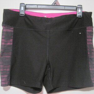ENERGY ZONE Performance Elastic Shorts Womens XL Black Pink Activewear Speed-Dri